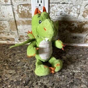 Kinder Surprise Dragon Plush 25cm Green Orange Spikes 9" EUC Fast Ship